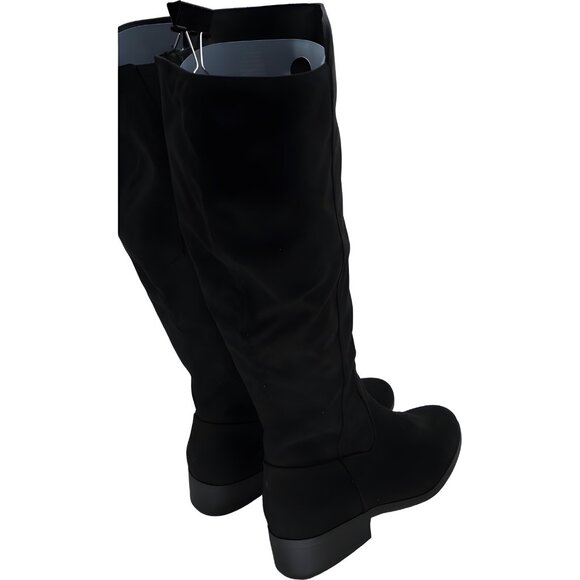 Black Suede Knee-High Women's Boots - Picture 3 of 8